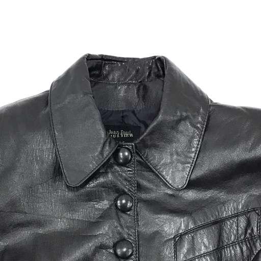 ゴルチェ サイズ40 長袖 レザー ジャケット フロントボタン レディース ブラック Jean Paul Gaultier QR052-384の画像2