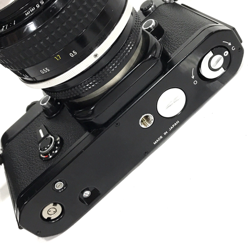 Nikon F2 フォトミックA ブラック Ai NIKKOR 55mm 1:1.2 含む 一眼レフフィルムカメラ レンズ セットの画像5