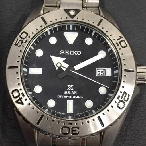 セイコー プロスペック ダイバー デイト ソーラー 腕時計 V157-0BN0 未稼働品 ブラック文字盤 純正ブレス SEIKOの画像2