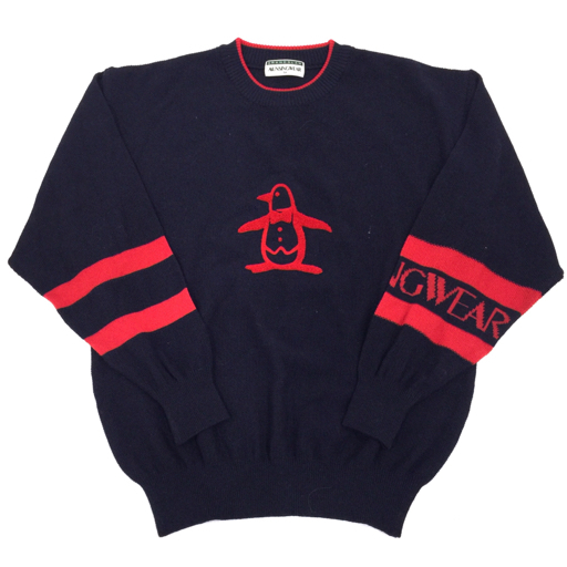  Munsingwear одежда размер M боа лучший оттенок бежевого др. длинный рукав вязаный свитер темно-синий × оттенок красного . мужской итого 2 пункт 