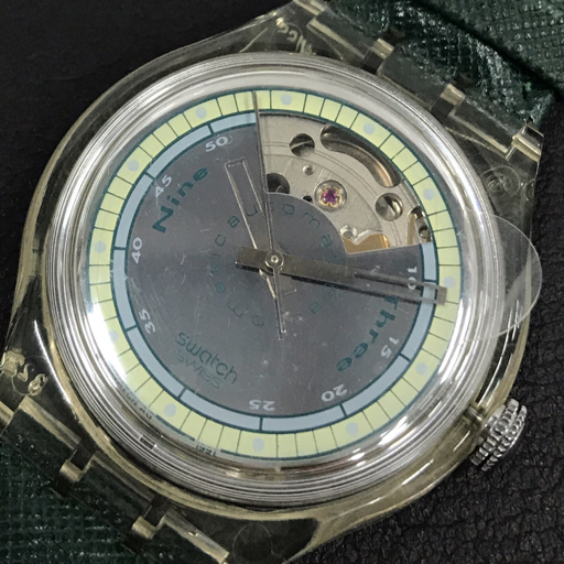  Swatch самозаводящиеся часы автоматический наручные часы работа товар мужская мода мелкие вещи с футляром . кожаный ремень QR052-162