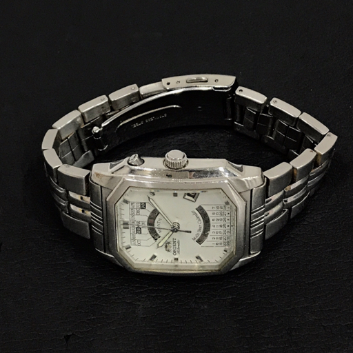 オリエント 自動巻 オートマチック 腕時計 メンズ シルバーカラー文字盤 ジャンク品 ORIENT QR052-281の画像5