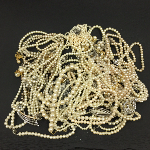 1円 真珠 パール イミテーション含む ネックレス ブローチ イヤリング 等 アクセサリー まとめ 総重量約1.24kgの画像1