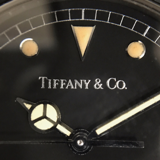  Tiffany Divers Date quartz wristwatch face only men's black face M0719 not yet operation goods TIFFANY