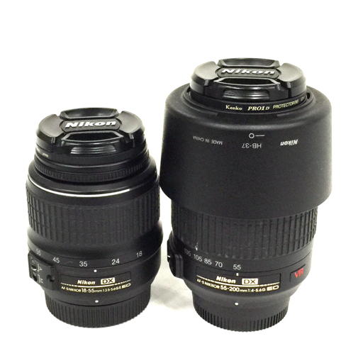 1円 Nikon AF-S NIKKOR 18-55mm 1:3.5-5.6G II 55-200mm 1:4-5.6G ED カメラレンズ Fマウント 2点 セット_画像1