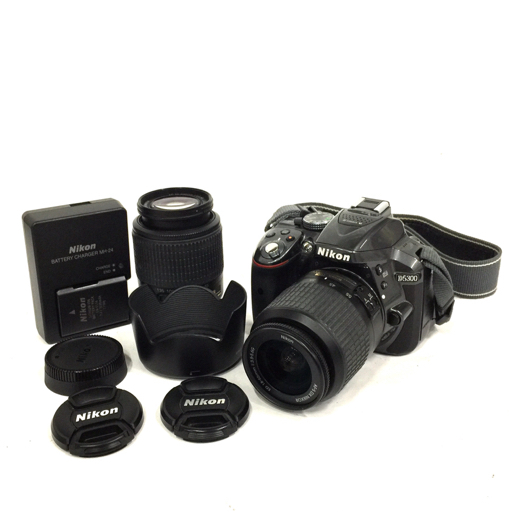 1円 Nikon D5300 AF-S NIKKOR 18-55mm 1:3.5-5.6G ED 55-200mm 1:4-5.6G ED デジタル一眼レフ カメラ C251957_画像1
