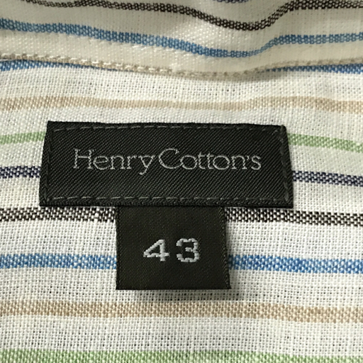 ヘンリーコットンズ 半袖 シャツ ストライプ 43サイズ メンズ タグ付き HenryCottons トップス_画像3