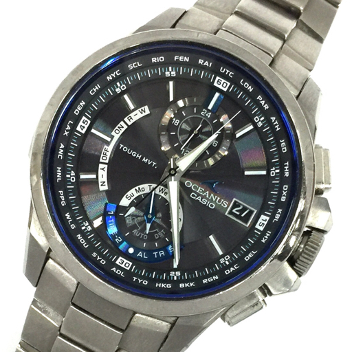 1 jpy Casio radio wave solar wristwatch Oceanus 0CW-T1000 round chronograph Date men's original belt CASIO