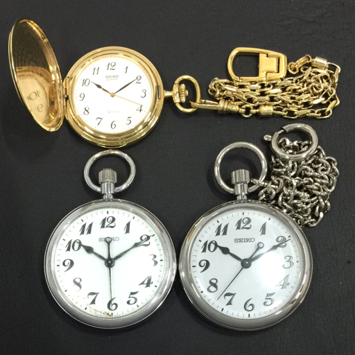  Seiko quartz pocket watch operation goods contains men's brand small articles total 3 point set SEIKO
