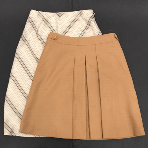  Kumikyoku size 1 side pleated skirt Camel LAUTREAMONT 2 total pattern skirt lady's bottoms total 2 point 