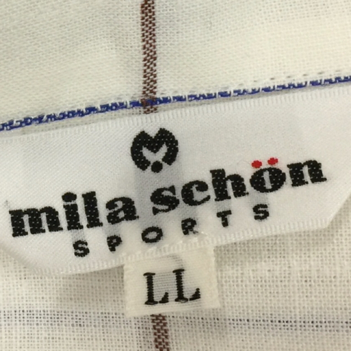 ミラショーン スポーツ サイズ LL 半袖 シャツ フロントボタン メンズ ホワイト×ブルー×ブラウン系 mila schon_画像6