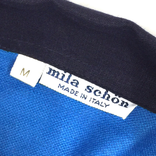 美品 ミラショーン サイズ M 半袖 ポロシャツ フロントハーフボタン メンズ ブルー系 タグ付き mila schon_画像6