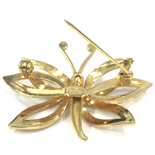  Christian Dior brooch butterfly motif rhinestone Gold color accessory Christian Dior QR054-210