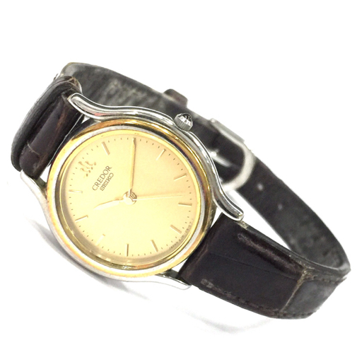 セイコー クレドール 18KT + SS クォーツ 腕時計 レディース ゴールドカラー文字盤 社外ベルト 付属品あり QR054-87_画像7