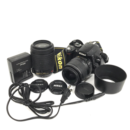 Nikon D40X AF-S DX NIKKOR ED18-55mm 1:3.5-5.6GII 55-200mm 1:4-5.6G ED VR デジタル一眼レフカメラ QG054-89_画像1