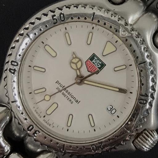 タグホイヤー プロフェッショナル デイト クォーツ 腕時計 S99.013K ボーイズサイズ ホワイト文字盤 純正ブレス_画像1