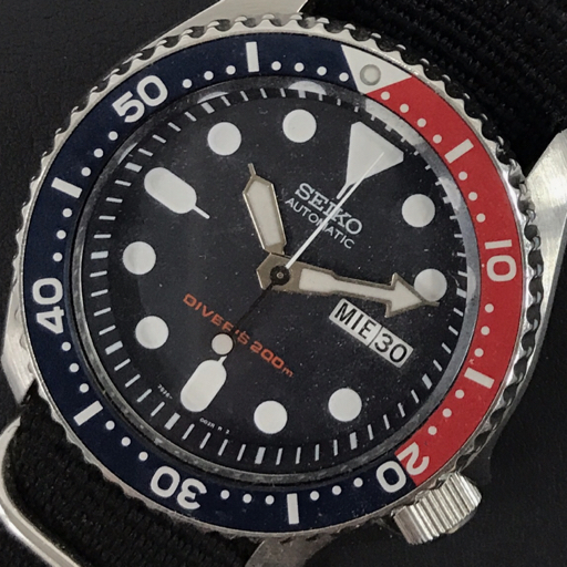 セイコー デイデイト 自動巻 オートマチック 腕時計 7S26-0020 メンズ ネイビー文字盤 稼働品 社外ベルト SEIKO_画像1