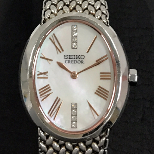 セイコー クレドール 5A70-0BB0 シェル文字盤 ダイヤインデックス SS クォーツ 腕時計 レディース SEIKO CREDOR_画像2