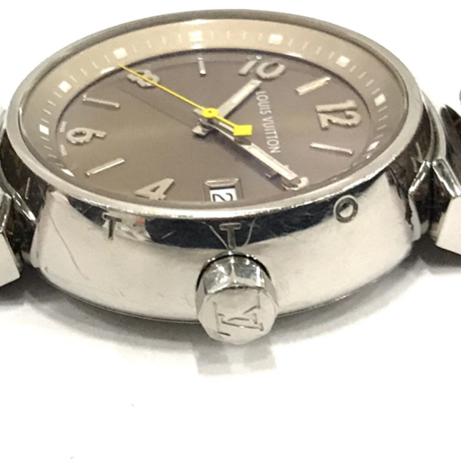 1円 ルイヴィトン Q1312 デイト クォーツ 腕時計 稼働品 レディース DM5203 モノグラムベルト 保存ケース付き_画像5