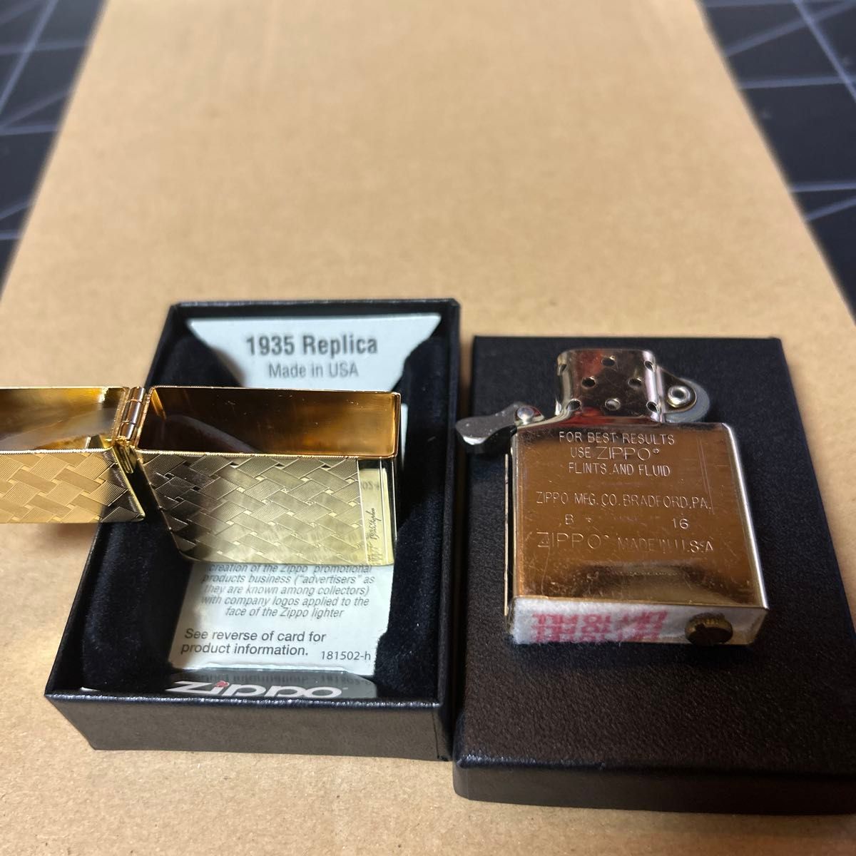 ZIPPO オイルライター　１９３５レプリカ 未使用　ゴールド　ケース有り　