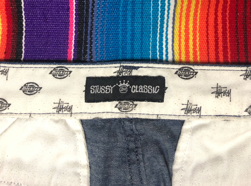 激レア! STUSSY(ステューシー) CLASSIC NYLTLA × Dickies(ディッキーズ) クロップドデニムパンツ W32 New York London Tokyo Los Angeles_画像8