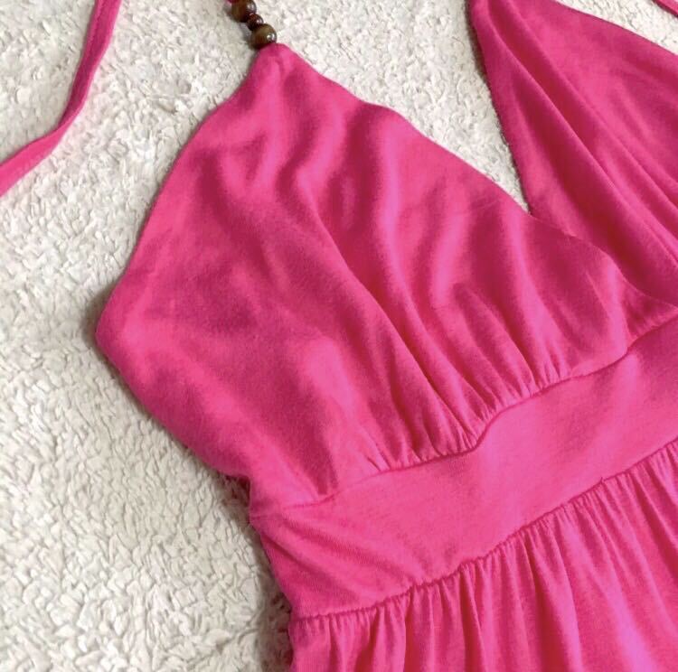 ピンク キャミソール 裾メロウ 胸もとVネック レーヨン BB aroma_画像3