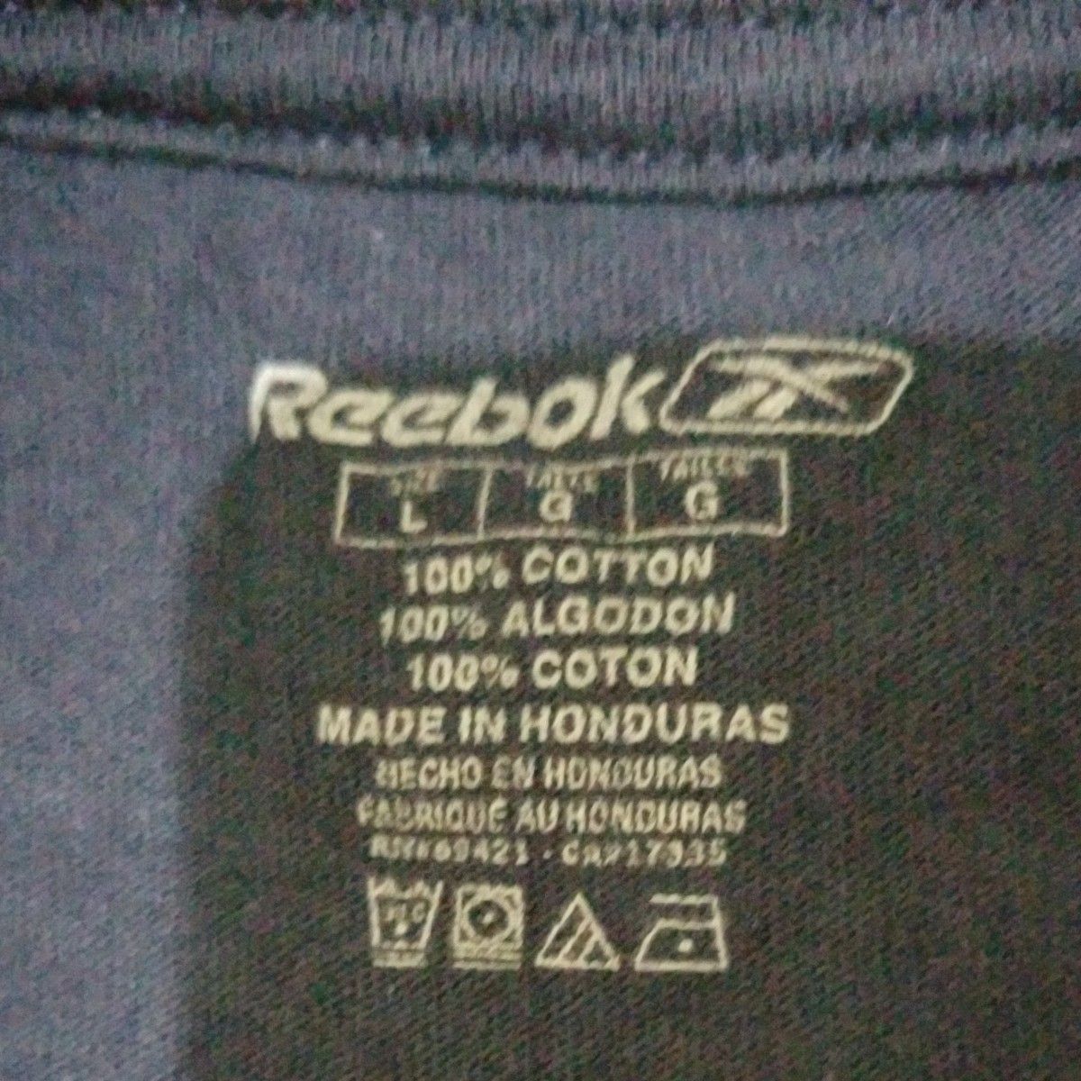 Reebok バッグプリントTシャツ　紺系　L R-2405