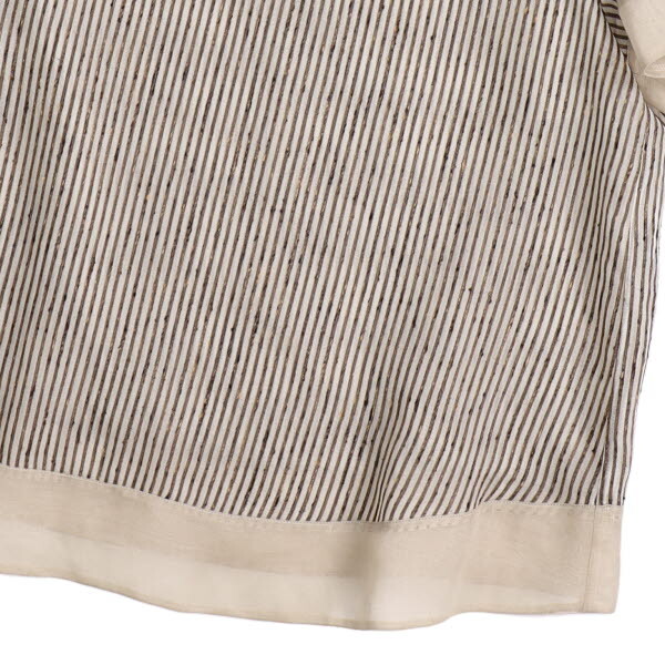 [ прекрасный товар ]GIORGIO ARMANI/joru geo Armani короткий рукав блуза tops полоса рисунок XS 36 оттенок бежевого чёрный серия [NEW]*61EB37