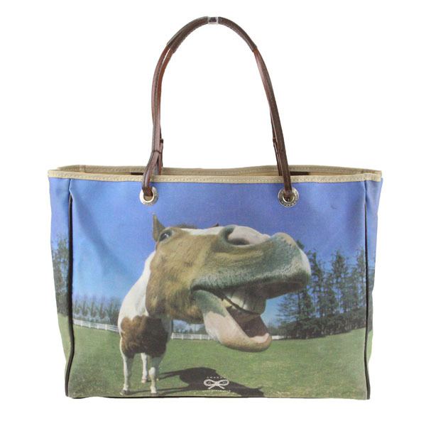 Anya Hindmarch/ Anya Hindmarch tote bag handbag horse pattern print blue blur un green other [NEW]*62EA10