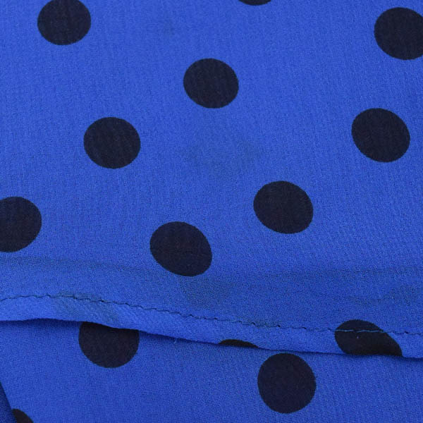 U by ungaro/ You bai Ungaro lady's French sleeve blouse tops dot pattern chiffon 38 blue black [NEW]*61ED20