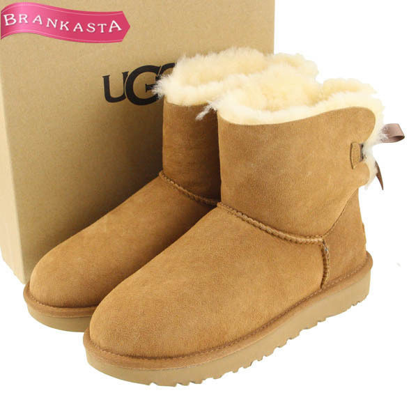 【未使用・美品】UGG/アグ ミニ ベイリー ボウ 2 MINI BAILEY BOW 2 ムートンブーツ 靴 24cm US7 チェスナット [NEW]★62EA87_画像1