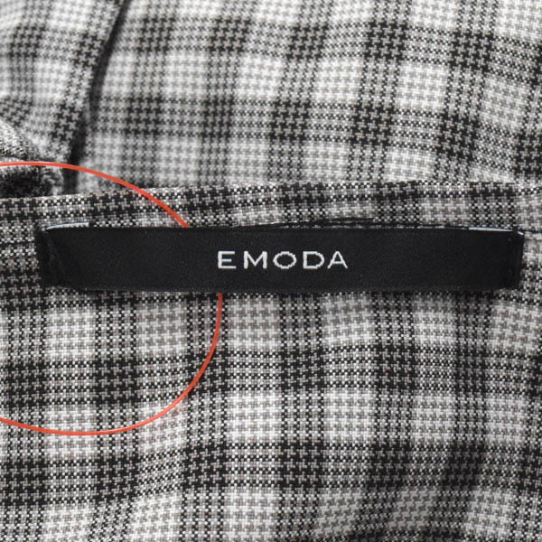 EMODA/エモダ バックカッティングタイシャツ 五分袖 半袖 ブラウス トップス チェック柄 F 黒 白 グレー系 [NEW]★61DM74_画像8