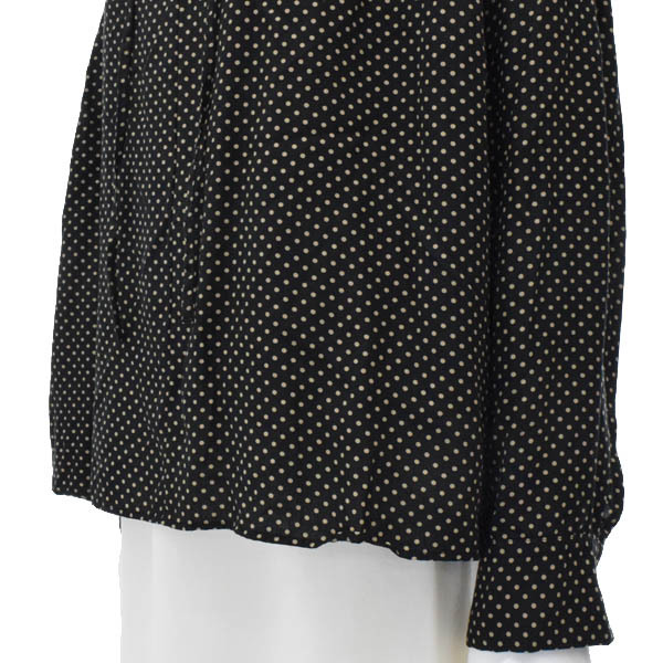 [ beautiful goods ]BALLSEY/ Ballsey Tomorrowland long sleeve blouse tops dot pattern collar frill M 36 black beige [NEW]*61DN31