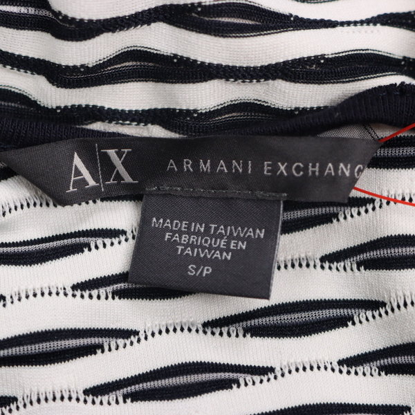 【美品】ARMANI EXCHANGE/アルマーニエクスチェンジ レディース 長袖カットソー トップス 異素材切替 S/P 紺 白[大感謝祭]★41CP94_画像8