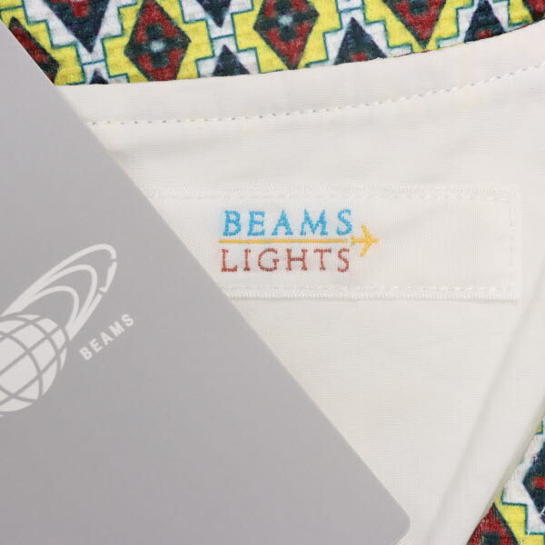 【美品・定価1.5万】BEAMS LIGHTS/ビームスライツ ひざ丈 ワンピース ノースリーブ 幾何学模様柄 36 イエロー [大感謝祭]★41EJ84_画像8