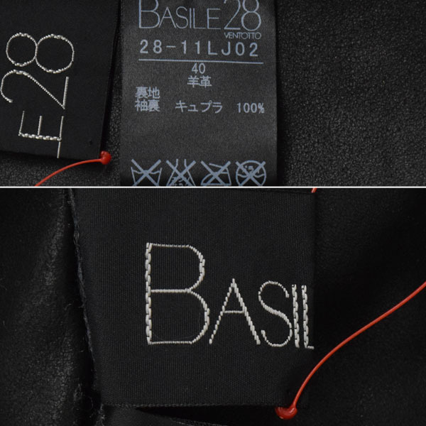 BASILE28/バジーレ28 レディース レザージャケット テーラード風 羊革 フロントホック 長袖 40 L相当 黒 [NEW]★41IA19_画像8