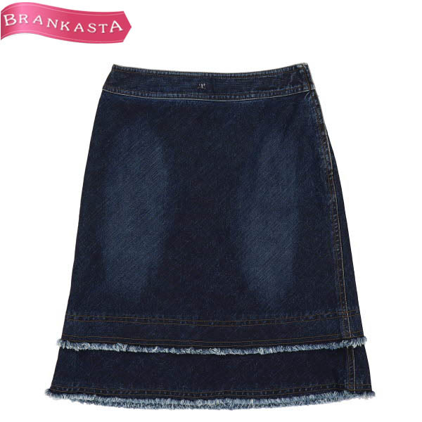 courreges/ Courreges lady's knee height A line Denim skirt stretch 64-91 M corresponding indigo blue [NEW]*51BJ82