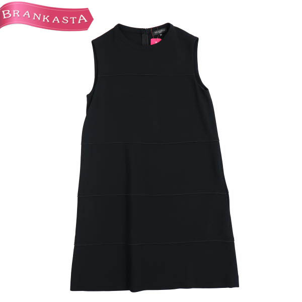 【美品】ANTONELLI/アントネッリ レディース ひざ丈 ワンピース ノースリーブ ストレッチ 丸首 I42 F38 M～L 黒[NEW]★51DE58_画像1