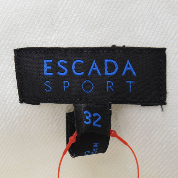 ESCADA SPORT/エスカーダ スポーツ レディース ひざ丈 ワンピース ノースリーブ タックフレアスカート 麻 32 白[NEW]★51EM50_画像7