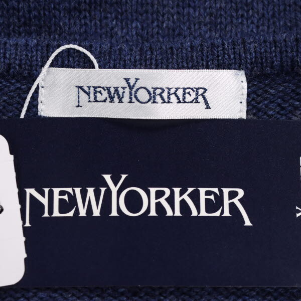 【美品・定価1.3万】NEWYORKER/ニューヨーカー 半袖 ニット トップス ケーブル編み ウール混 アンゴラ混 M 紺 [NEW]★51KA24_画像7