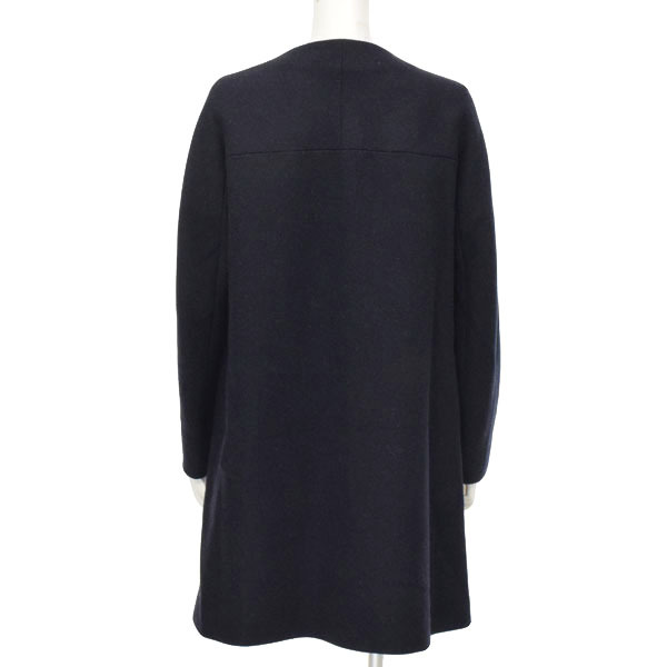 JIL SANDER NAVY/ジルサンダーネイビー レディース ロング ノーカラーコート 長袖 ウール混 長袖 38 M相当 紺 [NEW]★51LD29_画像4