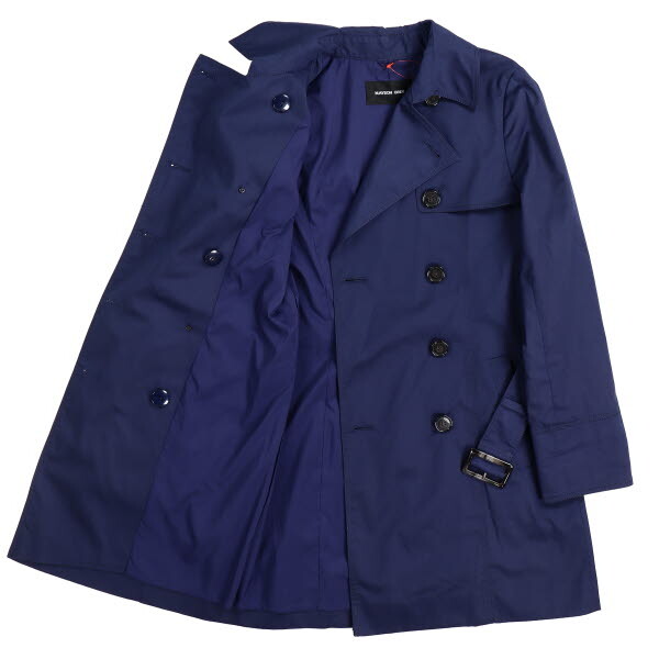 MAYSON GREY/ Mayson Grey lady's long trench coat belt attaching double breast long sleeve cotton .2 M navy blue [NEW]*61BB12