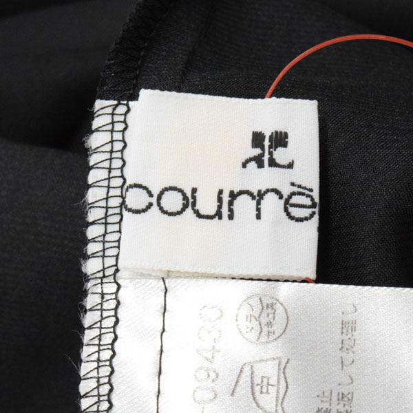 【美品】courreges/クレージュ レディース ひざ丈 ワンピース 花柄 オパール加工 七分袖 リボンベルト付 40 黒 [NEW]★61CA43_画像8