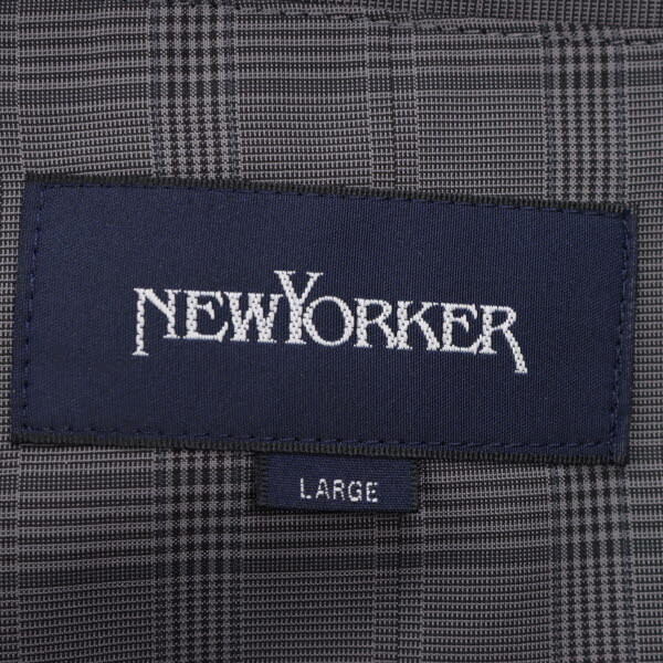 【美品】NEWYORKER/ニューヨーカー メンズ ジャケット チェック柄 長袖 薄手 センターベント LARGE グレー [NEW]★61CI51_画像7