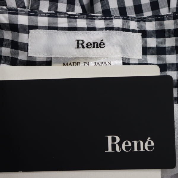 【美品・定価3.5万】Rene/ルネ ひざ丈 フレア バルーンスカート ギンガムチェック柄 NERO SU NERO社製 36 紺 白[NEW]★61CI76_画像8