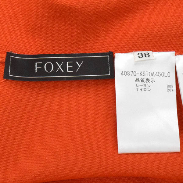 【美品】FOXEY/フォクシー 40870 ノースリーブ ニット トップス タートルネック ロゴプレート 38 S～M オレンジ[NEW]★61DF30_画像6