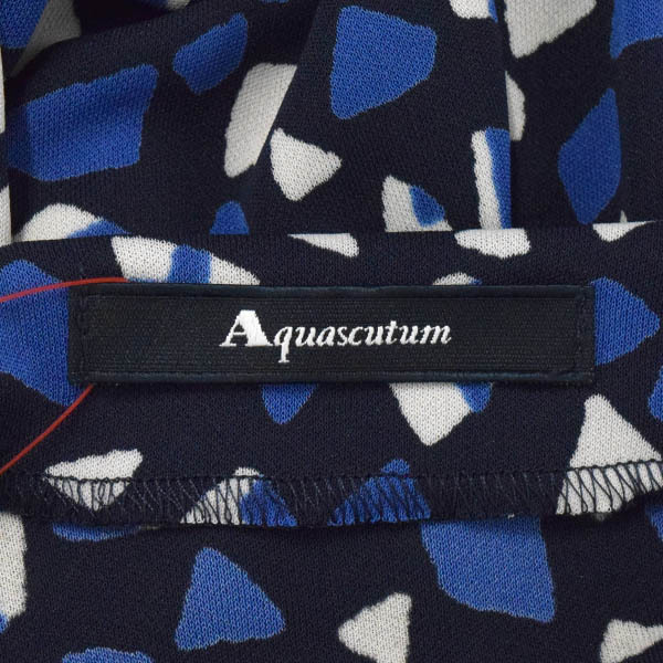 Aquascutum/アクアスキュータム ミモレ ミディ丈 ワンピース 総柄 半袖 カットソー 15 3L ネイビー ブルー 白 [NEW]★61DJ96_画像7