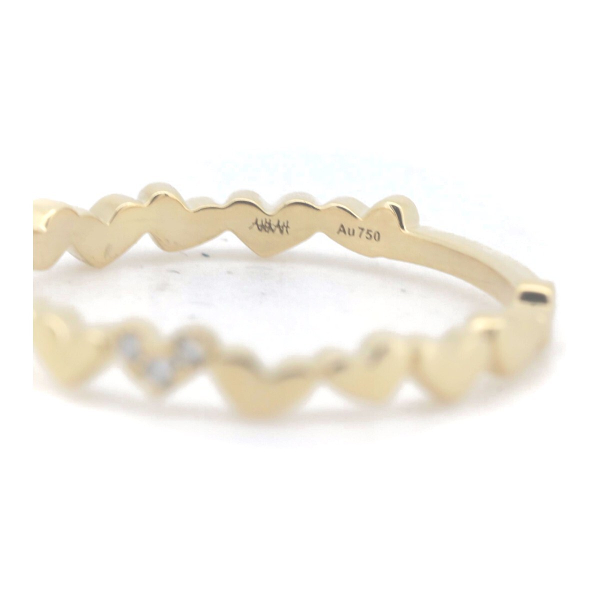  Ahkah heart motif diamond ring ring 0.03CT 9 number K18YG(18 gold yellow gold ) pawnshop exhibition 