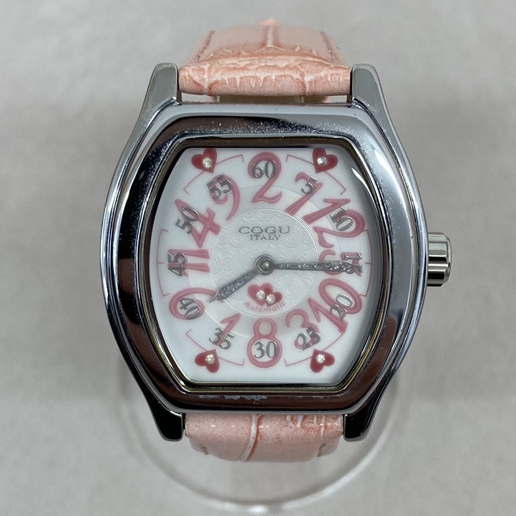 COGU Cogu wristwatch self-winding watch Jean pin g Hour leather belt pink watch lady's 