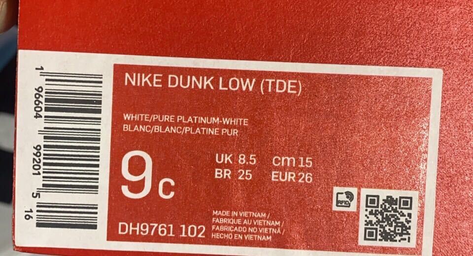 Nike TD Dunk Low Retro White/Pure Platinumナイキ TD ダンク ロー レトロホワイト/ピュアプラチナムキッズ(DH9761-102)白15cm箱無し_画像3